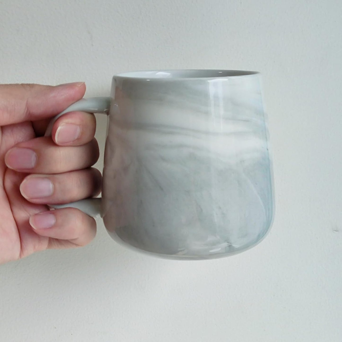 Ceramic Coffee Mug Set of 2, Gray and Pink Marble Pattern Procelain Couple Mugs, Stoneware Matching Cups, Dishwasher Safe, Microwave Safe, 13 oz