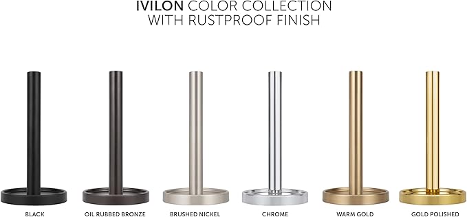 Ivilon Countertop Paper Towel Holder - Steady and Easy Tear - Fits All Paper Towel Rolls - Chrome