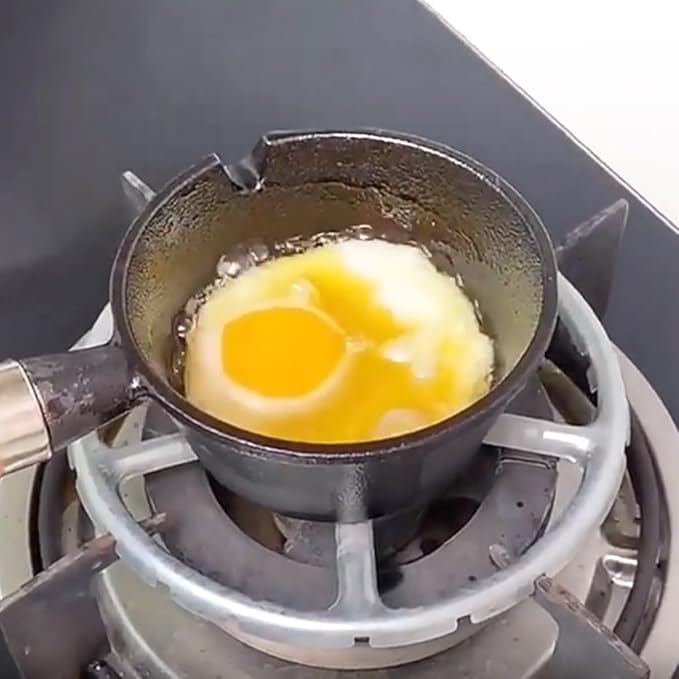 Cast Iron Pot, Egg Frying Pan Butter Warme Iron Oil Heating Pot with Wooden Handle for Kitchens Cooking, 4.3x10.8 Inch