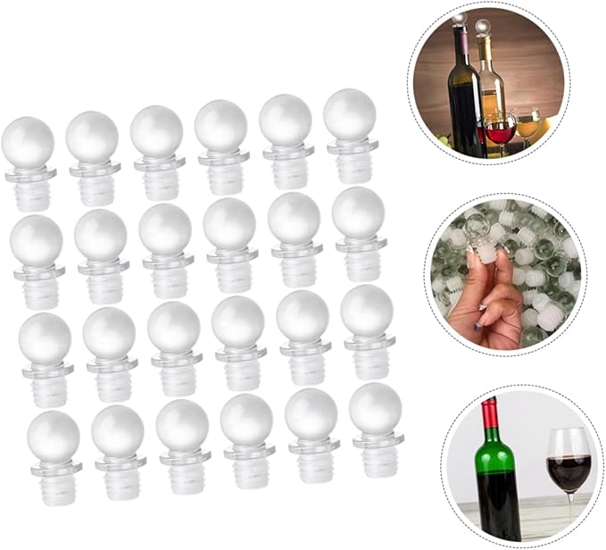 MAGICLULU 24pcs Glass Ball Wine Stoppers Decorative Container Stopper Aroma Dispenser Oil Bottle Wine Tasting Party Supplies
