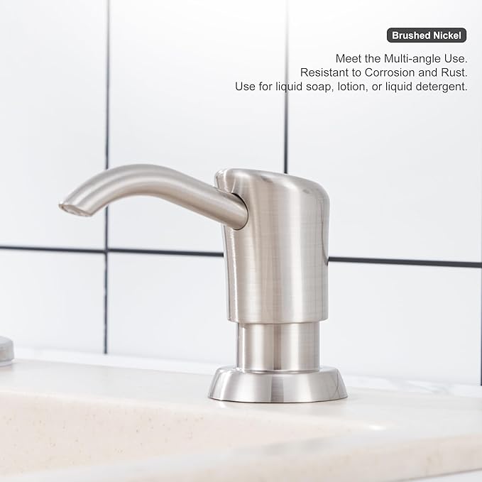 GAGALIFE Built in Counter Soap Dispenser (Brushed Nickel) for Kitchen Sink and Extension Tube Kit, Anti-Leakage Upgrade with 40" Tube No More Top Refill