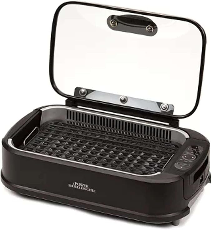 Smokeless Indoor Electric Grill With Tempered Lid Interchangeable Griddle Plate OPEN BOX