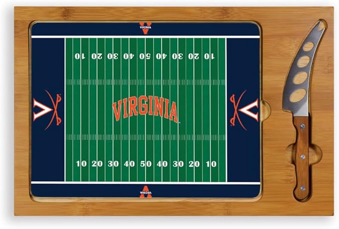 PICNIC TIME NCAA Icon Glass Top Cutting Board & Knife Set, Cheese Boards Charcuterie Boards, Serving Platter, (Parawood & Bamboo)