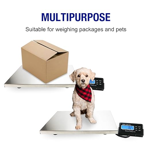 Charmline 660lbs x 0.1lbs High Accuracy Digital Postal Scale, Pet Vet Scale with 17x21in Large Stainless Steel Platform, Heavy Duty Scale for Packages/Dog/Postage/Luggage, Battery&AC Adapter Powered