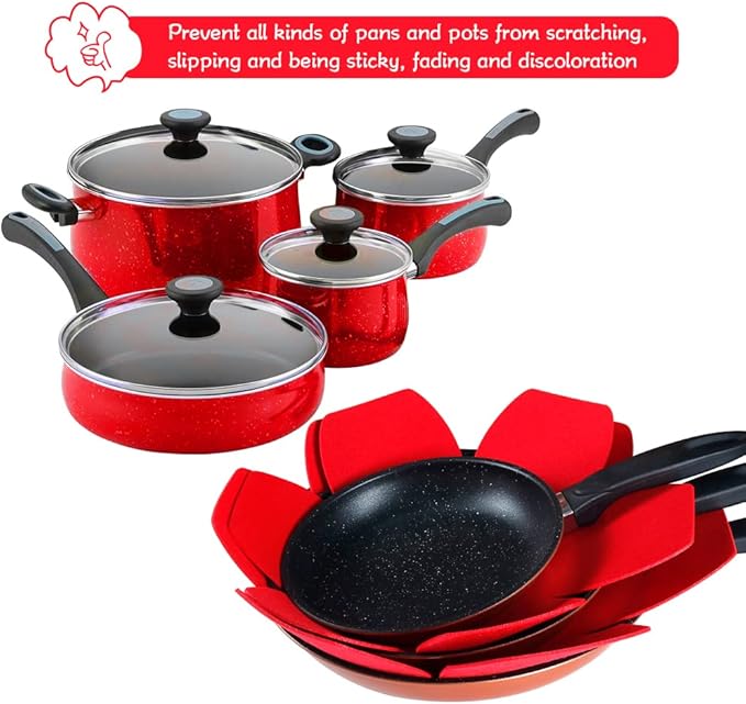BYKITCHEN Larger & Thicker Pan Protectors, Set of 12 and 3 Different Sizes, Felt Pot Pan Separators, Pot Dividers Savers for Stacking and Protecting Your Cookware