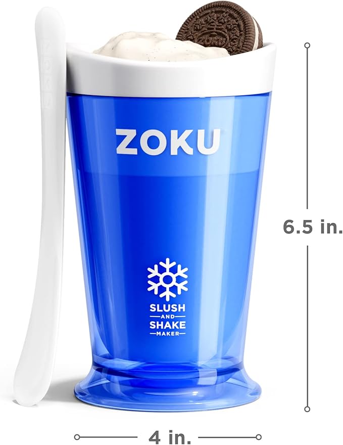 ZOKU Original Slush and Shake Maker, Slushy Cup 3 Pack for Quick Frozen Homemade Single-Serving Slushies, Fruit Smoothies, and Milkshakes in Minutes, Blue/Red/Green Set of 3