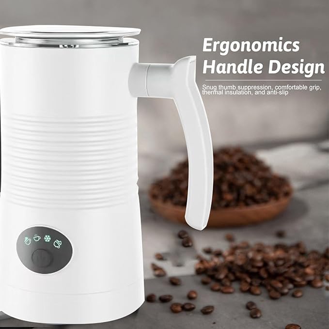 Talent Star 4 in 1 Electric Milk Frother Automatic Warm Cold Foam Maker Large Capacity Low Noise Dishwasher Safe Easy to Clean Coffee Hot Chocolate Maker Machine for Latte Cappuccinos Macchiato White