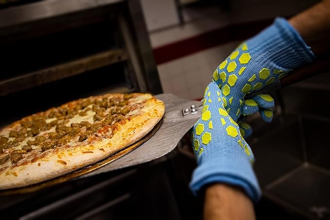 J H Heat Resistant Oven Glove: EN407 Certified 932 °F BBQ & Oven Mitts for Grlling, Baking, Kitchen, Camping,Fireplace Indoor&Outdoor 1 Pair