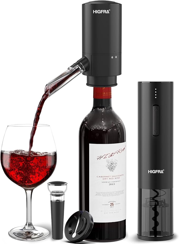 Rechargeable Electric Wine Opener Set – 4-in-1 Wine Gift Set with Aerator, Vacuum Stopper & Foil Cutter – Perfect Mother’s Day Gift for Mom, Wine Lovers, Home, Kitchen & Party