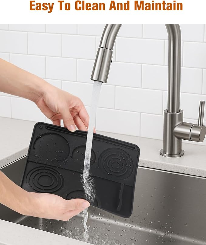 Silicone Coffee Maker Mat for Ninja Luxe Espresso Coffee Machine ES601/ES701 & Suitable for Breville Barista Express & Delonghi - 23"x15" Large Anti-Slip Heat-Resistant Bar Mat