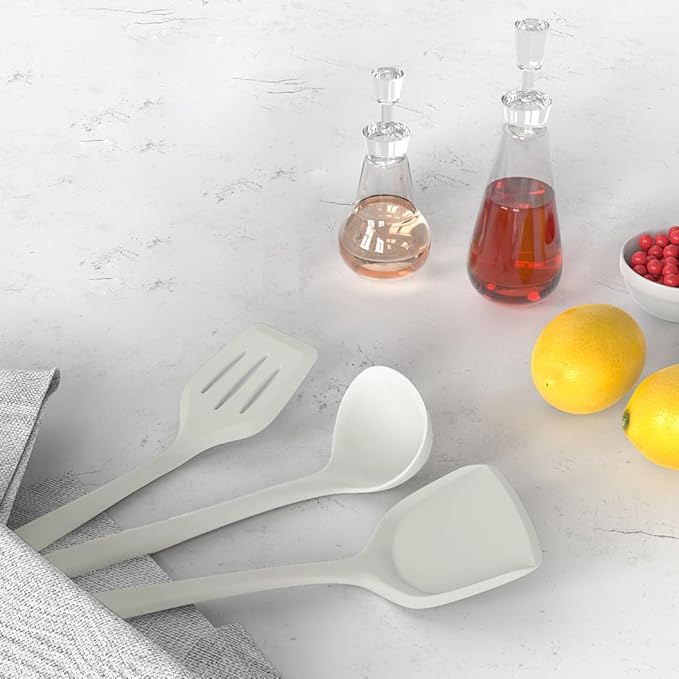 AOTHOD Silicone Cooking Utensils Set - 446°F Heat Resistant Silicone Kitchen Utensils,Spatula,Spoon, Kitchen Utensil Sets Gadgets Tools Set for Nonstick Cookware,Dishwasher Safe Bpa Free (Cream White)