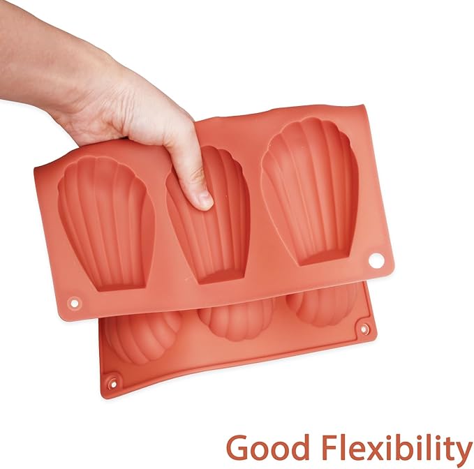 2PCS Silicone Madeleine Pan, 9 Cavity Non-Stick Madeleine Baking Molds, 3D Shell Shaped Cake Mold for Baking, Chocolate, Candy, Cookie, Dessert, BPA Free, Dishwasher Safe