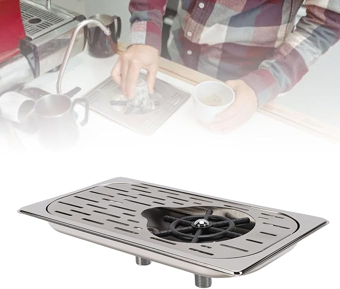 Zerodis Tea Ware Tools Sink Stainless Steel Automatic High Pressure Countertop Cup Washer Spray Rinser Glass Pitcher Cleaner with Drain Drip Tray for Coffee Shop Bar Glass (Silver)