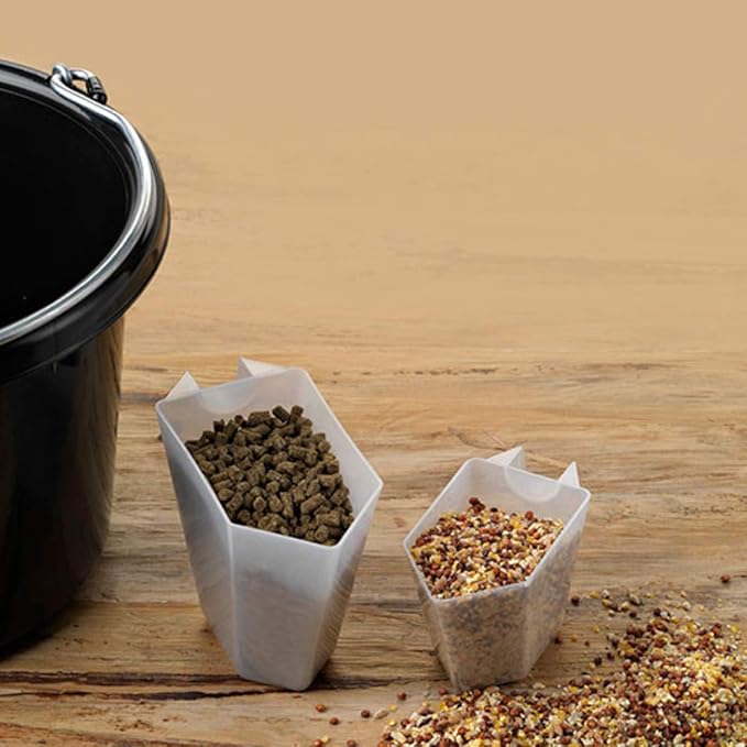 Plastic Measuring Scoop, 6 Tablespoon (90 cc | 3/8 Cup | 3 oz. | 90 mL) Long Handle Spoons for Powders, Granules, Coffee, Pet Food, Baking Supplies, Protein and Other Dry Goods, BPA Free (Set of 3)