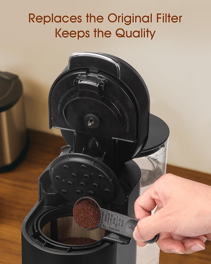 Permanent Coffee Filter for Ninja PB051 / PB040 / PB041ST - Compatible with Ninja Pods & Grounds Coffee Maker - Reusable Gold 304 Stainless Steel Mesh - Eco-Friendly Coffee Pod Accessory (2, Black)
