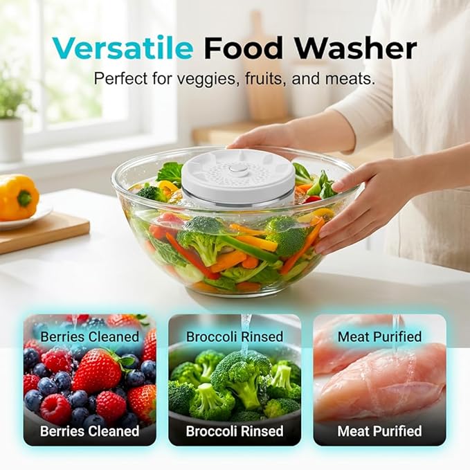 Fruit and Vegetable Washing Machine, 2026 Upgraded Produce Washing Device with Titanium Plate, Waterproof Food Cleaner, Rechargeable for Kitchen and Outdoor Use (1)