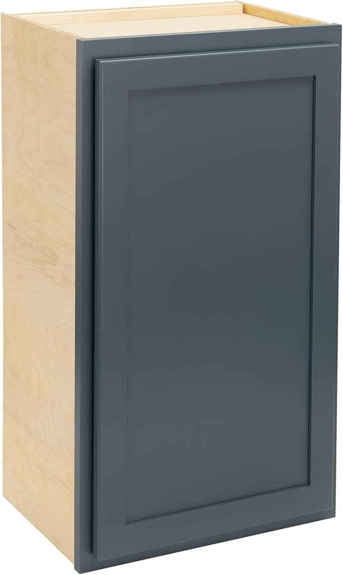 Quicklock RTA (Ready-to-Assemble) 42" Tall Wall Kitchen Cabinets - Shaker Style | 100% Hardwood | Made in America | Soft Close Hardware (Needlepoint Navy, 12''D x 18''W x 42''H)