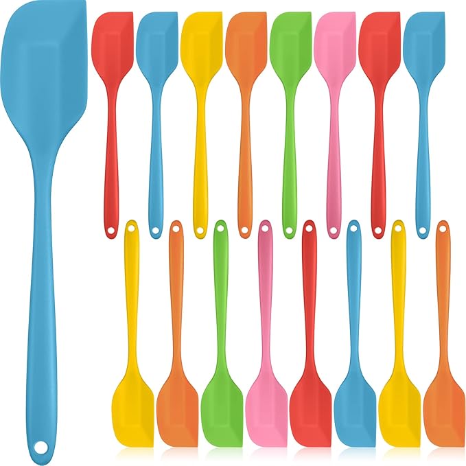 Irenare 24 Pcs Silicone Spatulas 11 Inch Large Rubber Spatulas Heat Resistant Non Stick Flexible Scrapers Baking Mixing Tool Cookware Dishwasher Safe, 6 Colors
