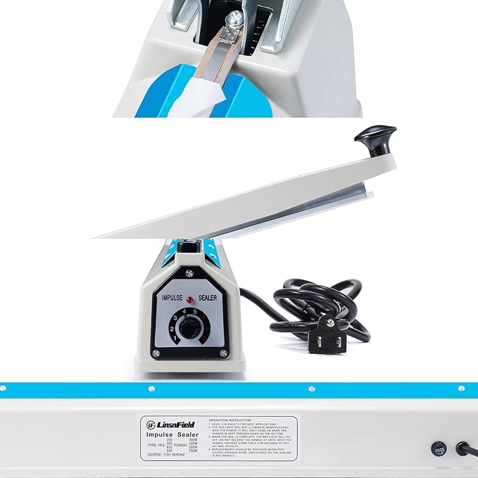 Sealer Pro, Patented 16-inch Impulse Heat Sealer, 5-mm Sealing Width Super Heavy Duty Bag Sealing Machine with Extra 2 Replacements, 1Fuse Included, WHITE