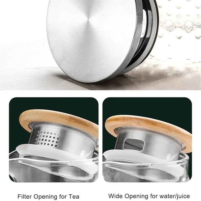 Water Pitcher Glass Water Pitcher with Filter Lid and Pouring Spout Heat Resistant Carafe for Hot Cold Beverages Homemade Ice Tea Bottle Glass Pot(1L)