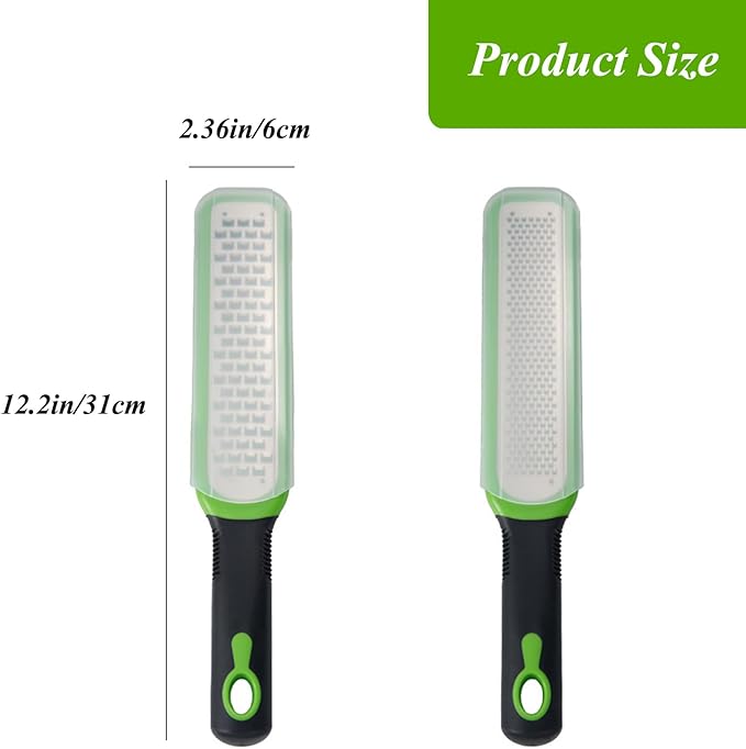 Zester Grater Set of 2, Cheese Grater for Kitchen Lemon Zester Tool Garlic Grater Ginger Grater, Kitchenaid Food Grater with Handle Handheld, Sharp Stainless Steel Blade with Protective Cover