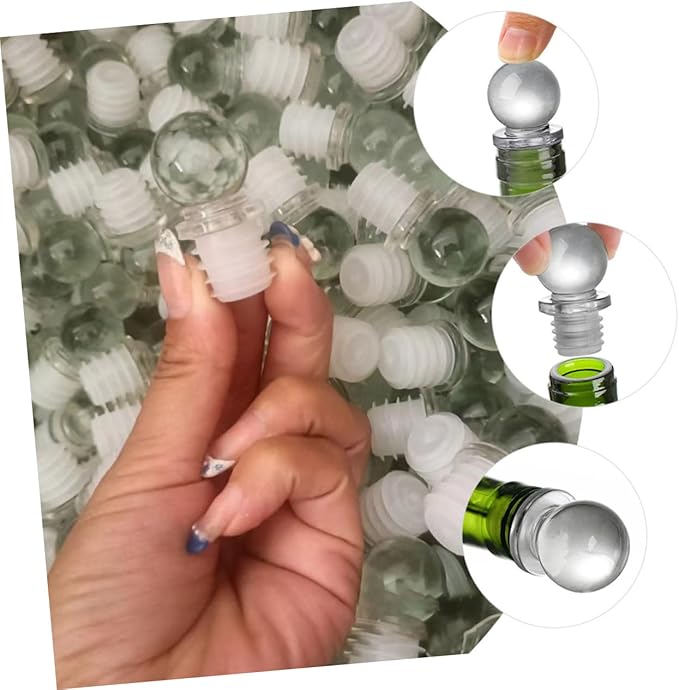 VALICLUD 24pcs Glass Ball Wine Stoppers High Polymer Aroma Container Caps Convenient Dispenser Stoppers for Perfume and Makeup Bottles for Wine Bottles and Glass Containers