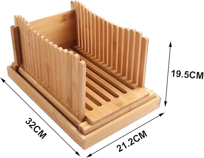 Generic Bamboo Bread Slicing Tool with Crumb Tray for Homemade Loaves, style A