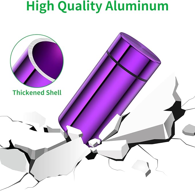 TecQach Portable Aluminum Storage Jar 3-Pack,Airtight Smell Proof Container, Metal Waterproof Small Bottle Multipurpose Container for Coffee & Teas, (Purple+Green+Blue)