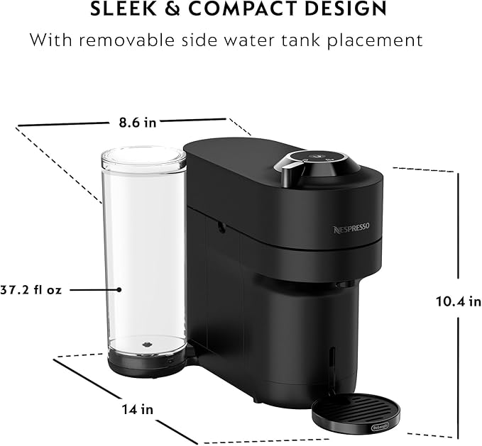 Nespresso Vertuo Pop+ Limited Edition Coffee and Espresso Maker by De'Longhi, Black Matte with Dark Chrome Descaling Kit