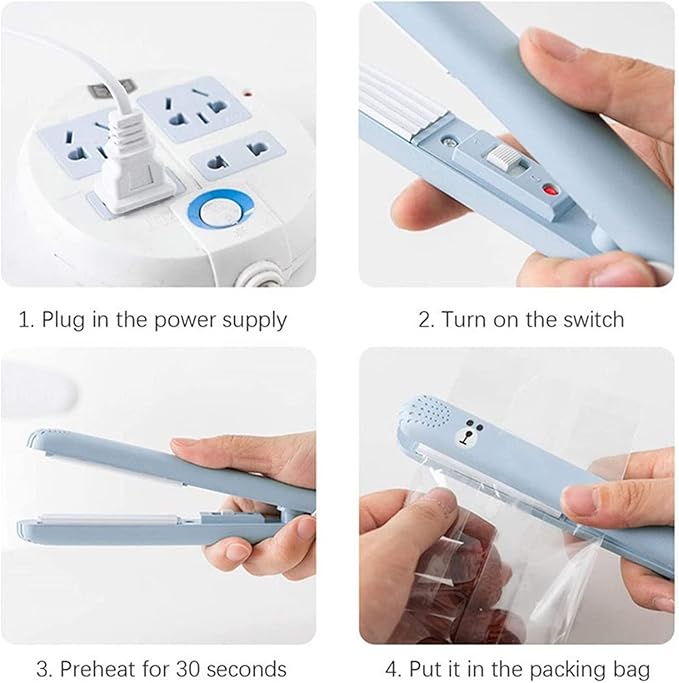 Mini Handheld Heat with Power Cable for Food Storage Vacuum Sealer Bag Chip Plastic Bags Vakum Machine (Blue，Purple)
