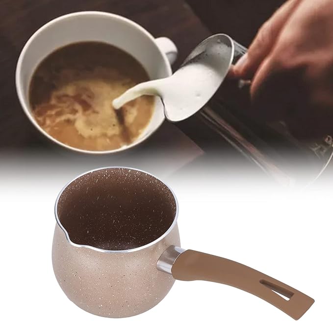Mini Saucepan, Nonstick Butter Warmer Multi Milk Pot Stockpot Practical Small Melting Pot with Handle Pour Spouts