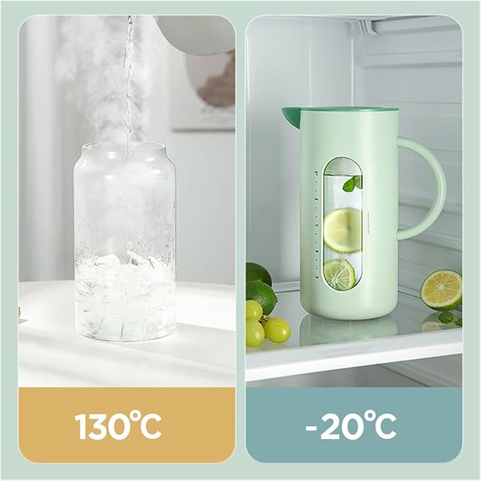 Cold kettle Cold kettle household high temperature resistant cold kettle set glass kettle cold bubble pot Water Pitcher Set for Hot/Cold Water(Purple)