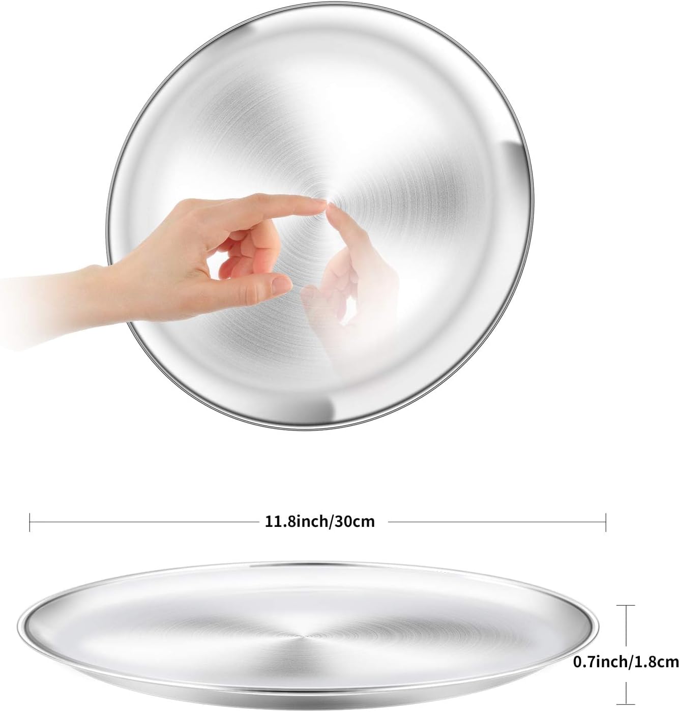 Pizza Pans, 12 inch Stainless Steel Pizza Tray, Round Pizza Dish Plate For Oven Baking, Healthy & Heavy Duty, Rust Free & Dishwasher Safe - 4 Pack