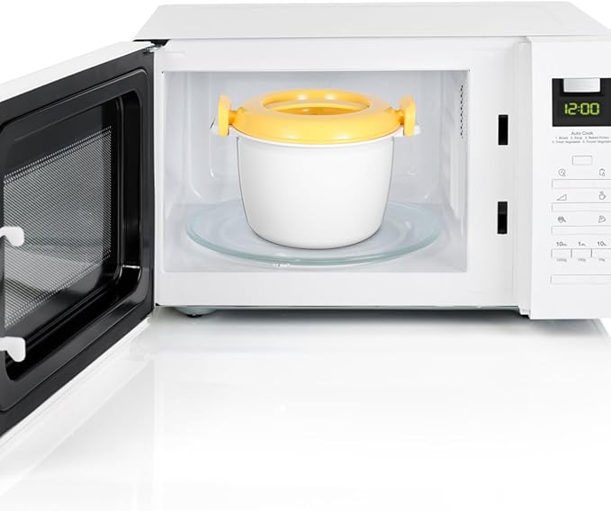 OSALADI 1L Microwave Rice Cooker Mini Rice Cooker Steamer Keep Warm Function for Soups Stews Grains Oatmeal Yellow