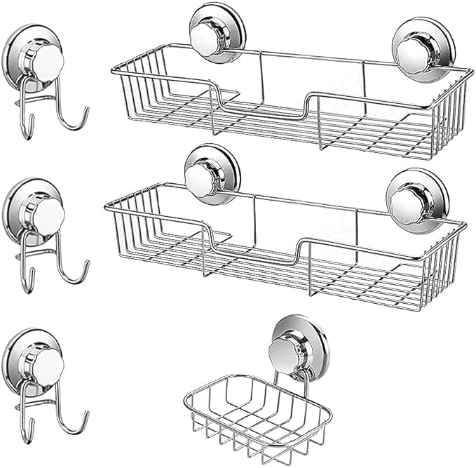 SANNO Strong Vacuum Suction Soap Dish Holder Suction Hook Shower Caddy