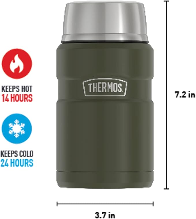 THERMOS Stainless King Vacuum-Insulated Food Jar, 24 Ounce, Army Green (Pack of 4)