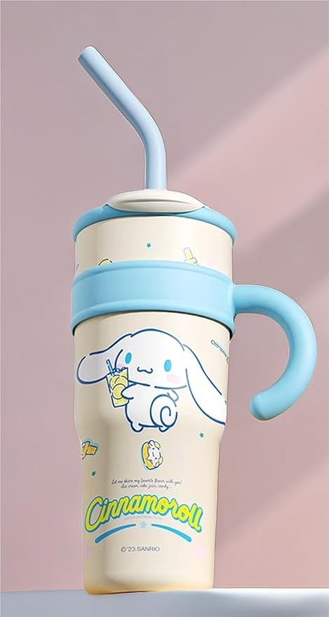 Cinnamoroll Lemon Stainless Steel Insulated Tumbler with Lid Straw Handle 1200ml