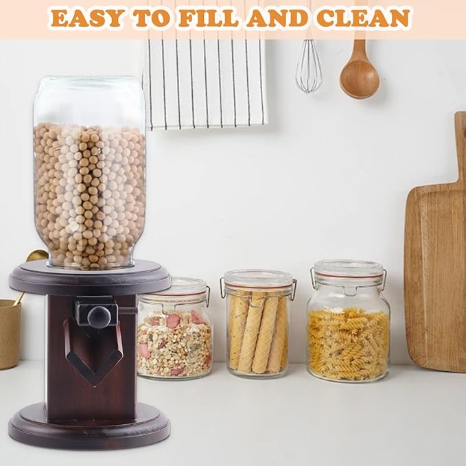 Wooden Candy Dispenser, Cereal Dispenser Countertop, Candy Containers & Storage, Versatile Snack Storage Machine, Suitable for Candy Bean, Cereal, M&M's, Peanuts