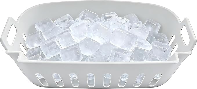 Ice Basket Replacement for Small Household Ice Makers - Food-Grade Plastic Ice Storage Bin Accessory with Drain Design (Size: 7.36"D x 4.88"W x 3.15"H) (HZB-16A)