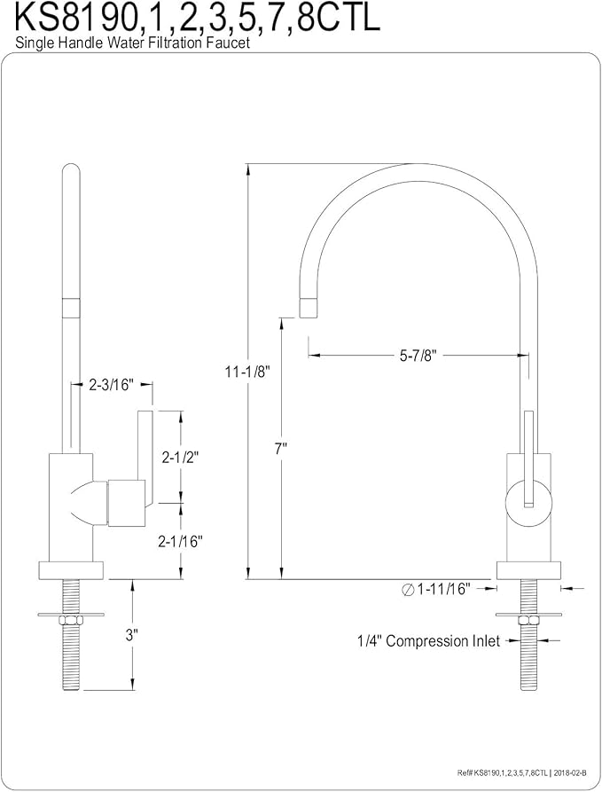 Kingston Brass KS8197CTL 1/4 Turn Water Filtration Faucet, Brushed Brass