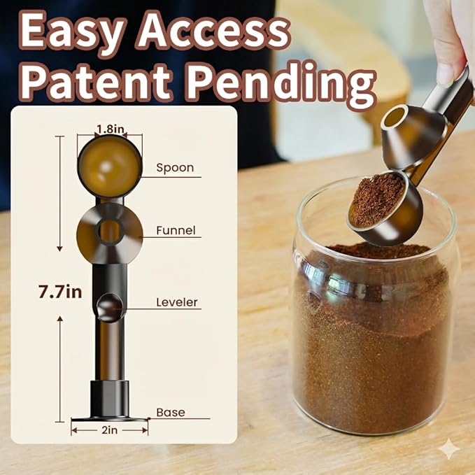 Coffee Scoop with Funnel for Ground Coffee, Protein Powder & Tea, for Reusable K Cup Refiller, 2TBSP Mess-Free, Funnel Design Prevents Spills (Translucent Brown, 2-Pack)