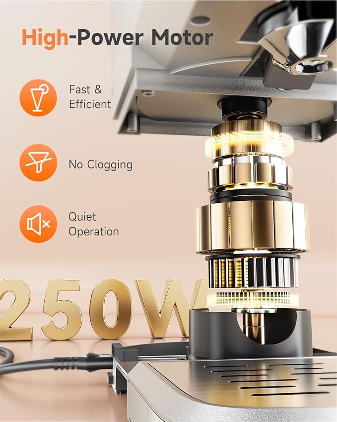 VCK Cold Press Juicer - Large 5.12" Feed Chute, Easy to Clean, Slow Masticating for Nutrient Retention, Quiet Motor, High Juice Yield, Leakproof - Sliver