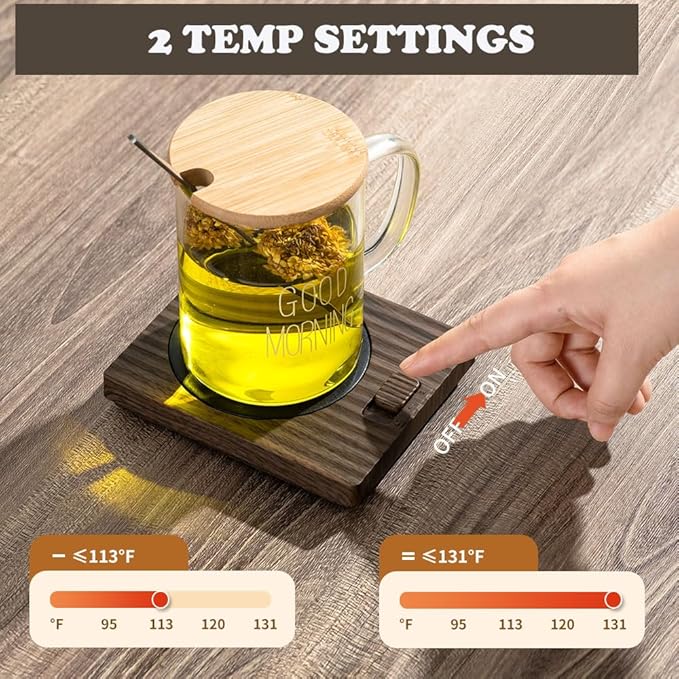 Coffee Mug Warmer - Fastest Heating Cup Warmer for Office Desk Accessories with Metal Heating Panel & 2 Temperature Settings for Coffee, Cocoa, Milk, Tea & Candles (Pink)