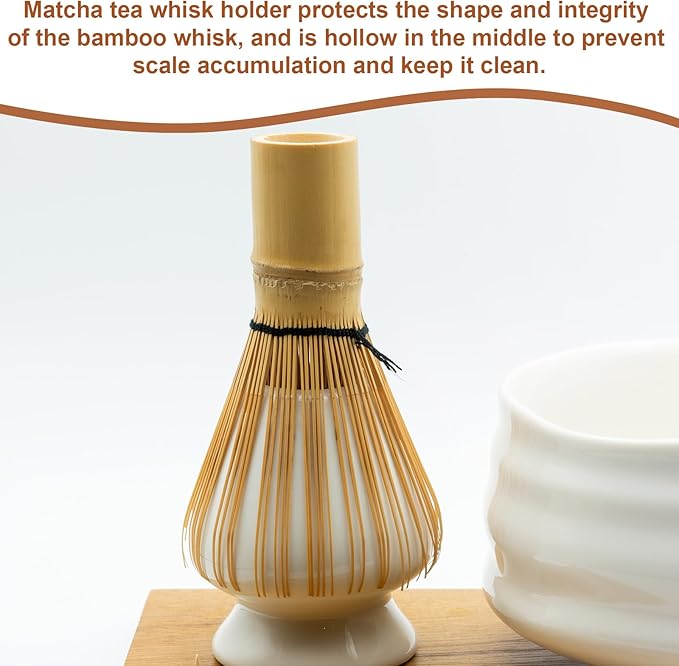 HARFINGTON Ceramic Chasen Stand 68mm Matcha Whisk Holder Teas Set Whisks Stand Traditional Matcha Tea Chasen Holder Tea Set Accessories for Tea Tasting, Green
