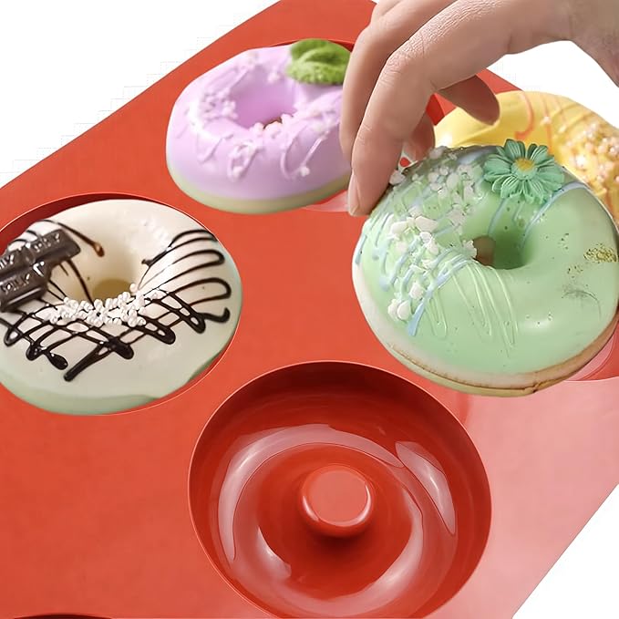 2pcs Silicone Donut Molds, Non-stick Donut Pan Resuable Silicone Baking Pans for Doughnut (Dia.-2.6in)