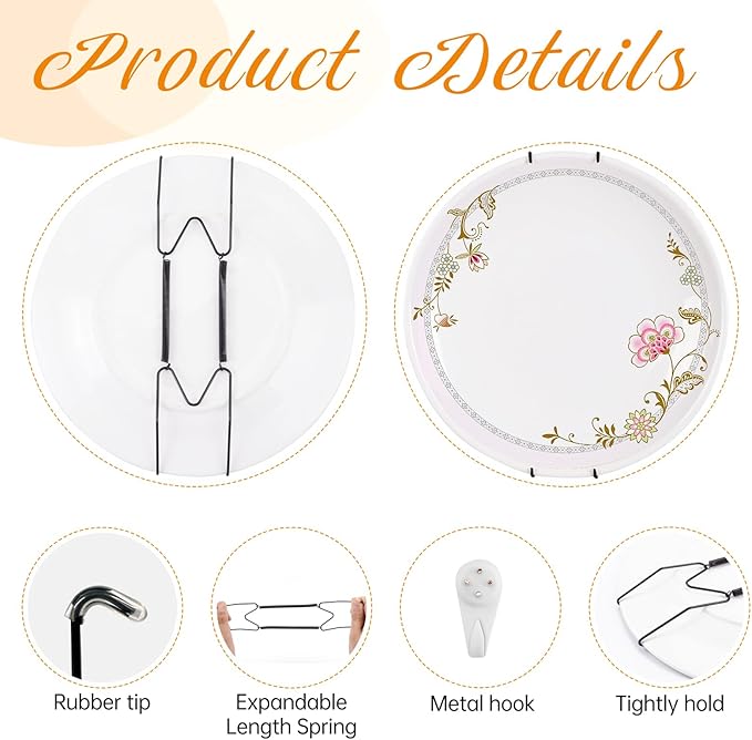 Bilillo 6 Pack Plate Hangers for The Wall, Suitable for 9-11 Inch Decorative Plate,Invisible Heavy Duty Wire Plate Holder with Wall Hooks, Plate Hangers for Displaying Plates, Platter, Dish (Black)