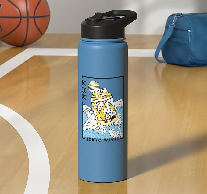 Banana Milk Carton Japanese Wave Anime Kids Kawaii Aesthetic Stainless Steel Insulated Water Bottle