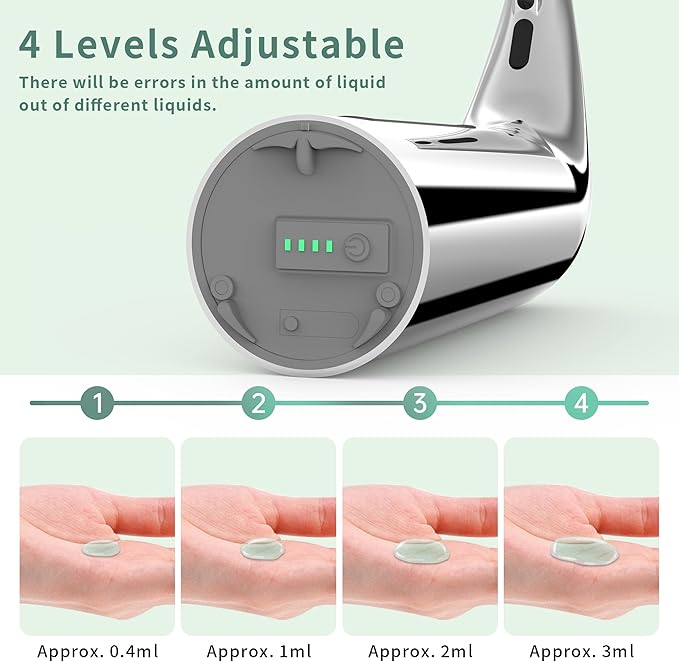 Automatic Soap Dispenser Touchless,400ML Hand & Dish Countertop Electric Liquid Rechargeable Dispenser with Sensor,Modern 4 Gear Adjustable Waterproof Kitchen Auto Soap Pump（Silver）
