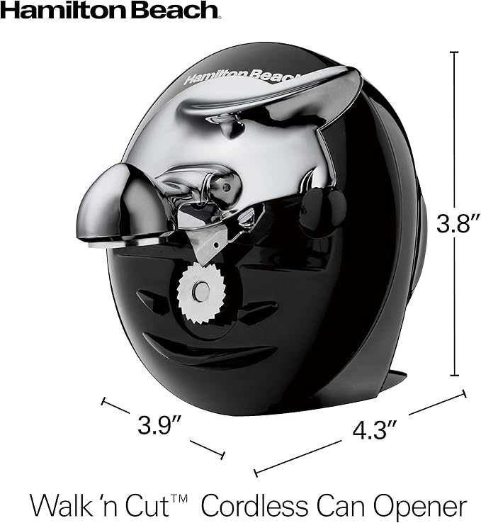 Hamilton Beach Walk 'n Cut Electric Can Opener for Kitchen,Use On Any Size,Automatic and Hand-Free,Cordless & Rechargeable,Easy Clean Removable Blade,Black (76501G),(Pack of 2)