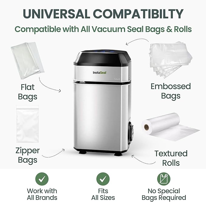 InstaSeal Food Vacuum Sealer Machine, Upright Food Saver Vacuum Sealer Machine Allows to Vacuum Seal Liquids, Food Sealer Vacuum Sealer for Food Saves & Keeps Food Fresh Longer As Seen on TV Products